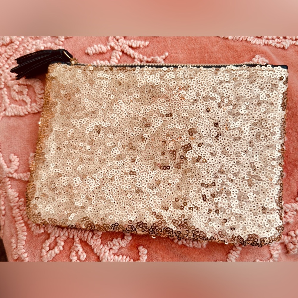 Ipsy NWOT gold sequined makeup bag.💝